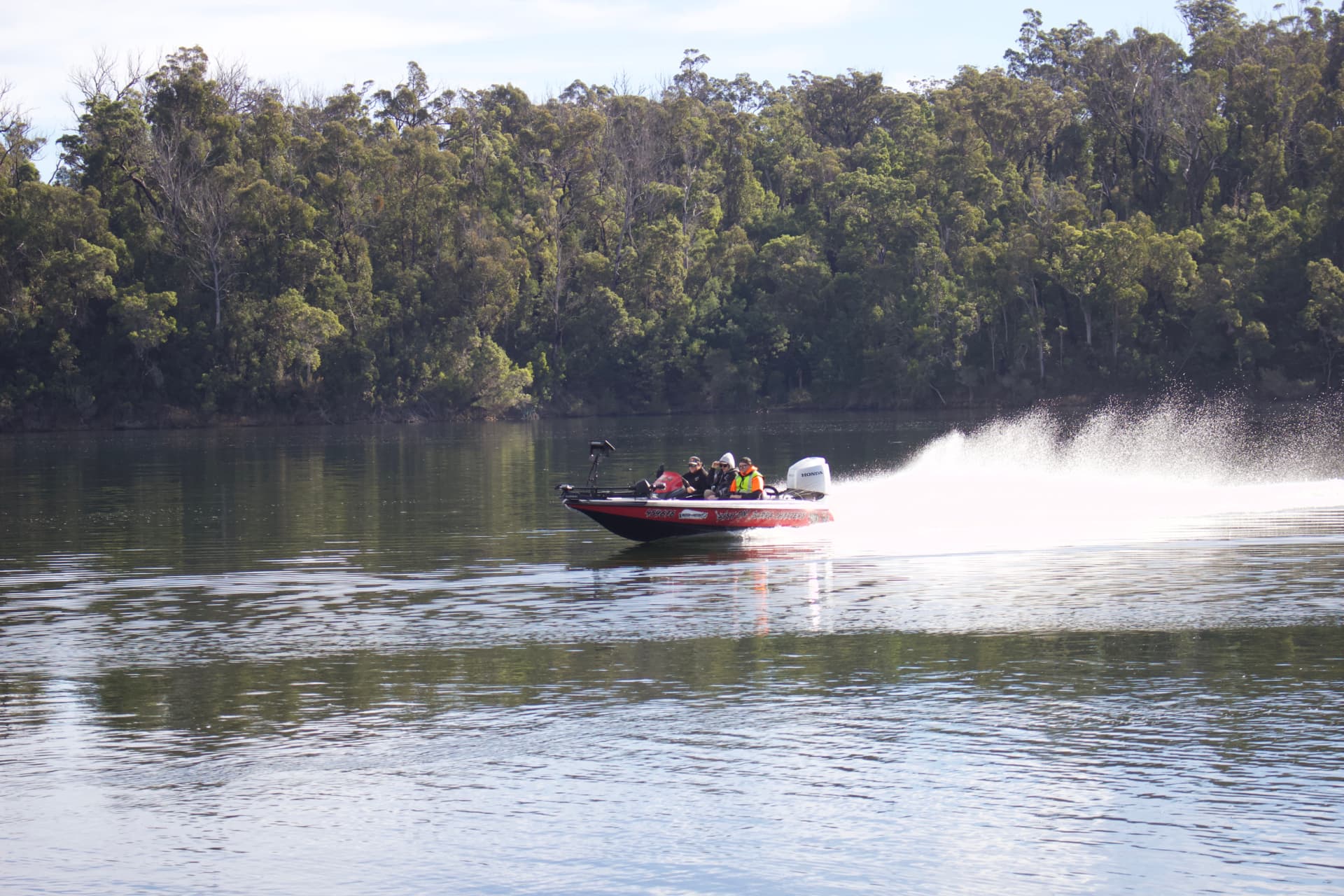 The Skeeter XZ 190 powering across the Mallacoota lake system with guests aboard